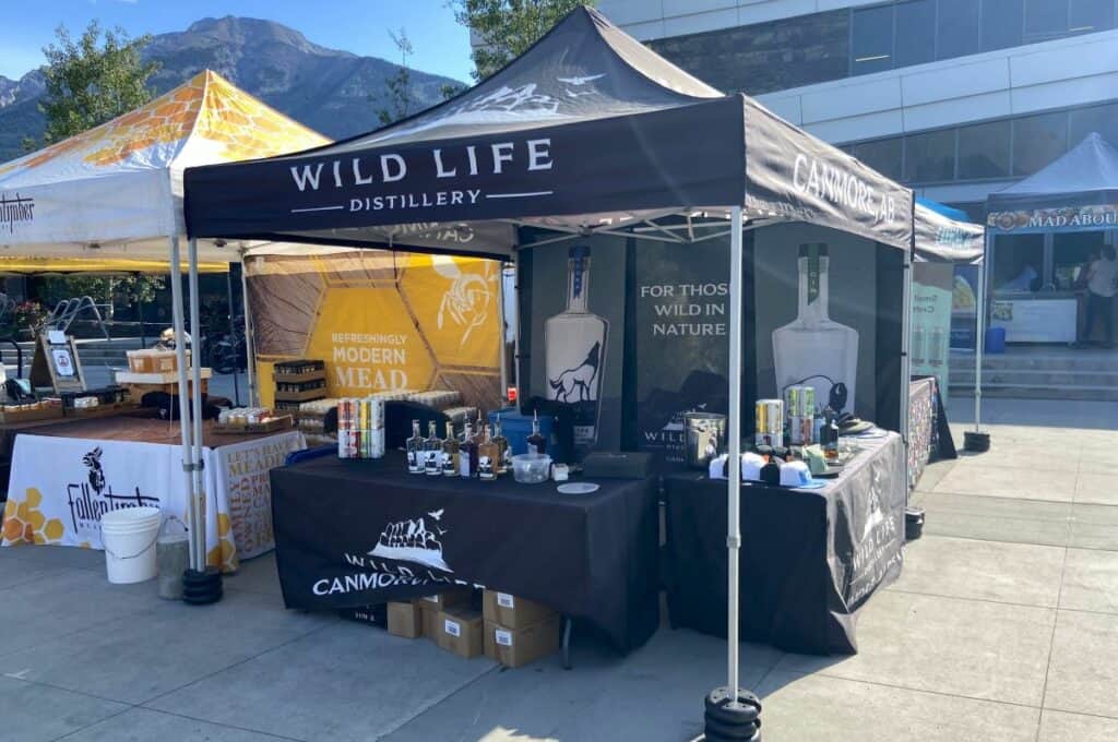 Wild life distillery at canmore farmer's market one of the popular distilleries and breweries in canmore alberta