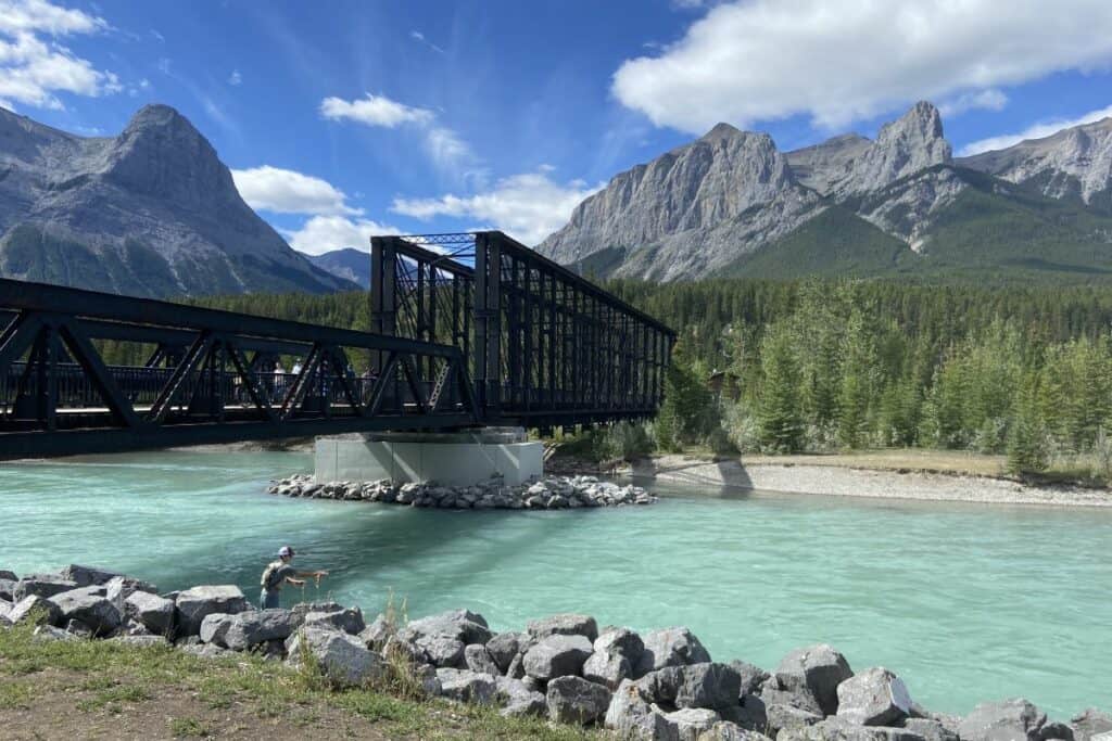 Canmore engine bridge on a sunny summer day things to do in canmore at night