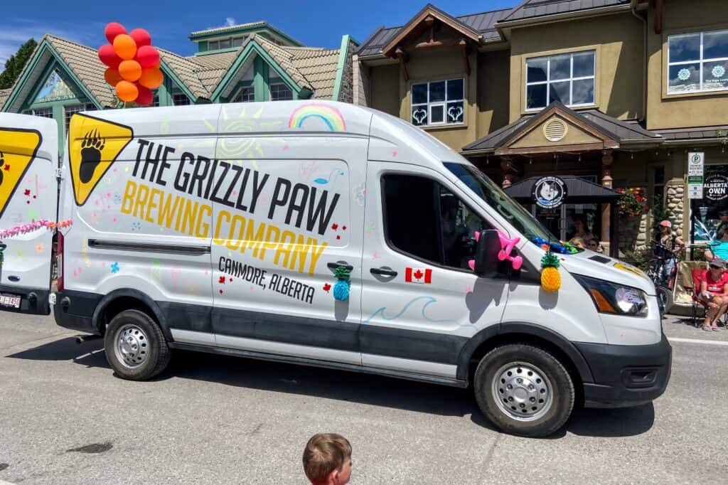 Grizzly paw van at canada day parade best breweries in canmore